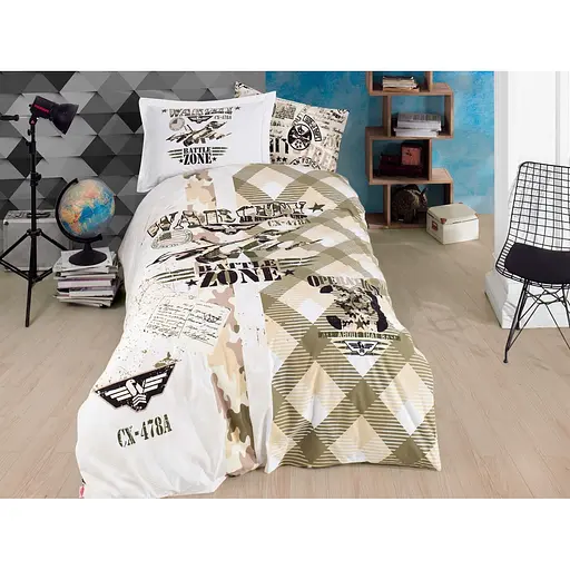 Комплект постільної білизни Hobby Poplin Sky Force, поплін, 220х160 см, зелений (44477_1,5)