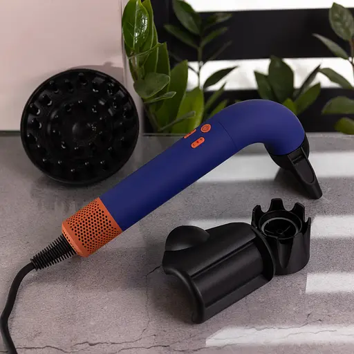 Фен-стайлер для волосся Super Hairdryer 1600 Вт 4 насадки, синій - фото 2