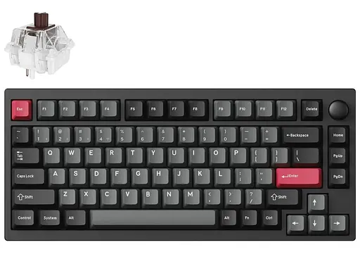 Клавиатура Lemokey P1 Pro Keychron Super Brown Wireless EN/UKR RGB Carbon Black (P1P-M3-UA) - фото 1