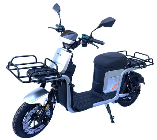 Электроскутер Грузовой с двумя большими багажниками Crosser MAX PRO (1200W 72V 24Ah) Серый