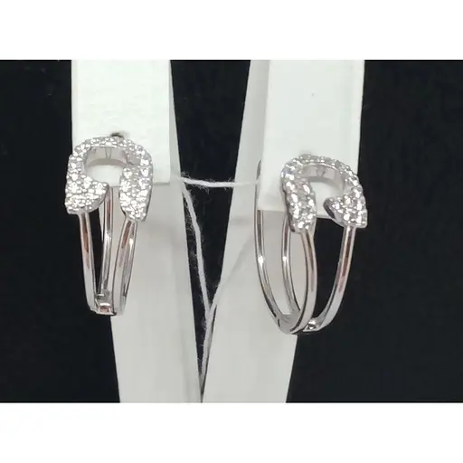 Золоті сережки Столична Ювелірна Фабрика з фіанітами. 114600Б - фото 3