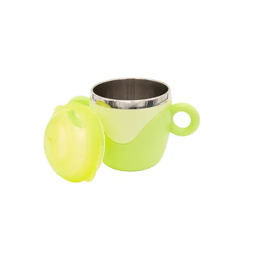 Чашка з кришкою та ручками 6091 з нержавіючої сталі - фото 2