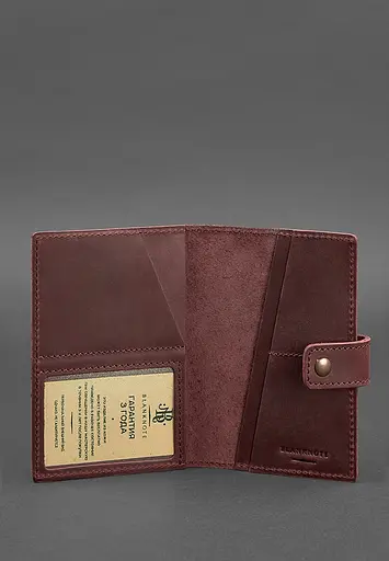 Кожаная обложка для паспорта 5.0 (с окошком) бордовая Crazy Horse - фото 4