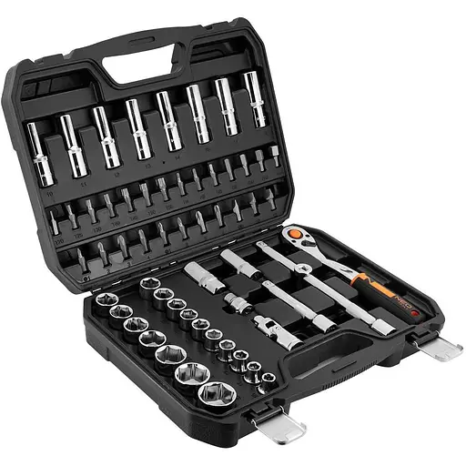 Neo Tools Набор инструментов, Набор торцевых головок, 58шт, 1/2", CrV, кейс