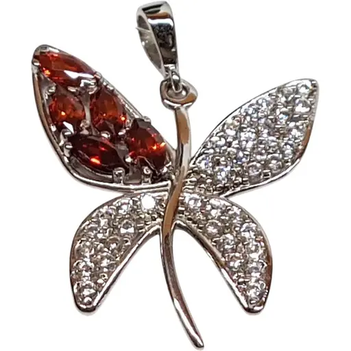Срібна підвіска Qvaliz Метелик з фіанітами. 903-00334 Червоний