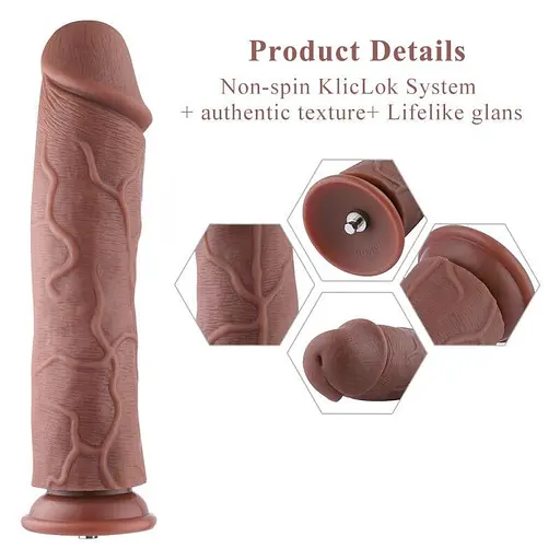 Силіконовий фалоімітатор для секс-машин Hismith 11″ Silicone Dildo, система KlicLok - фото 2