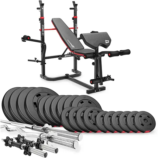 Набір Hop-Sport Premium 105кг з лавою HS-1065HB Pro, штангами та гантелями