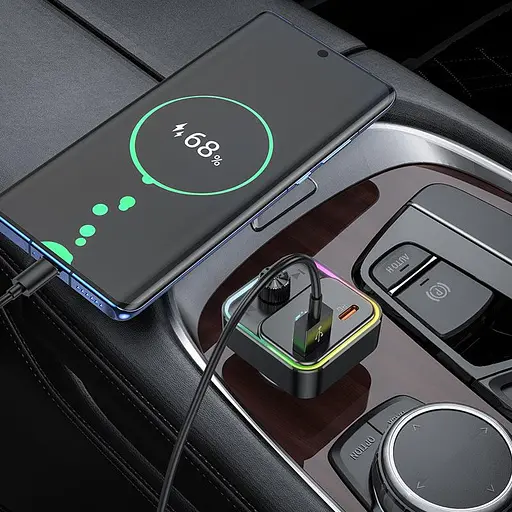 FM-трансмиттер Hoco E81 Fantasy PD30W+QC3.0 car BT FM transmitter Черный - фото 3