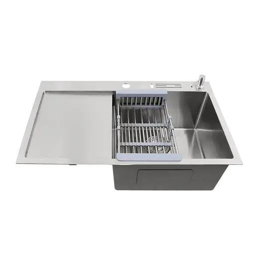 Кухонна мийка з нержавіючої сталі з лівим крилом накладна Nett NS-7848(L), Нержавіюча сталь - фото 4