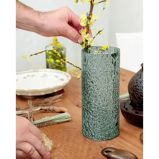 Ваза скляна Vittora Нефрит 24.5 см зелена VT-V-0002 (148152) - фото 3