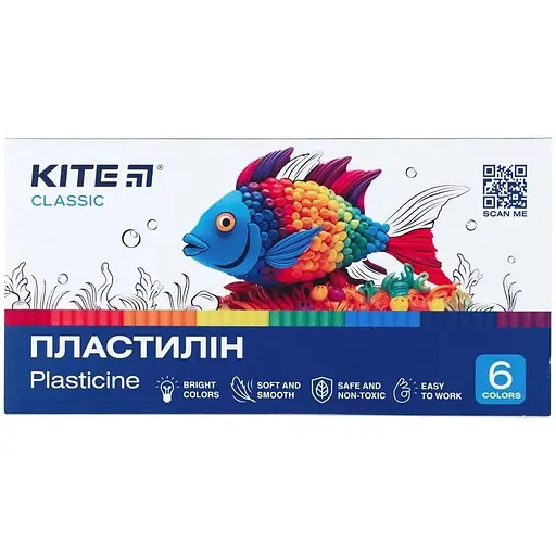 Уценка. Пластилин восковой Kite Classic 6 цветов 120 г (K-081) - фото 1
