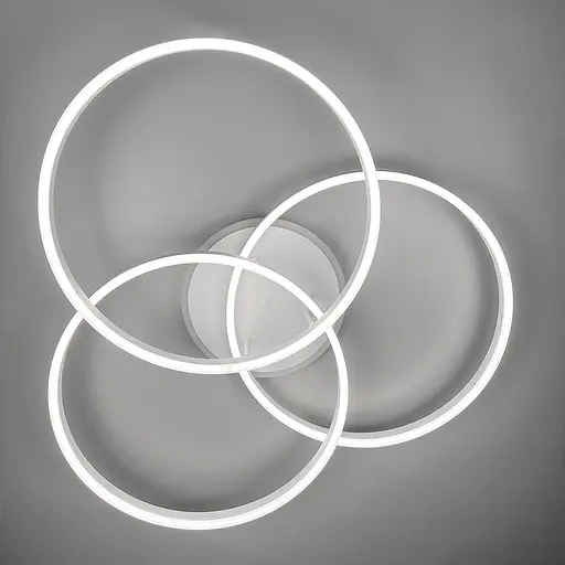 Светодиодная белая люстра на 3 кольца 77х80 см с пультом и RGB подсветкой Line F | Ст. A55067/3A RGB WT - фото 4