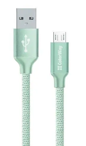 Кабель USB 2.0 AM – microUSB (5P), 1 м, светло-зеленый, ColorWay, 2.1A (CW-CBUM002-MT) - фото 1