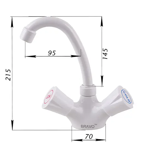 Змішувач для умивальника Bravo B2-11-401 термостійкий ABS пластик Чорний матовий - фото 6