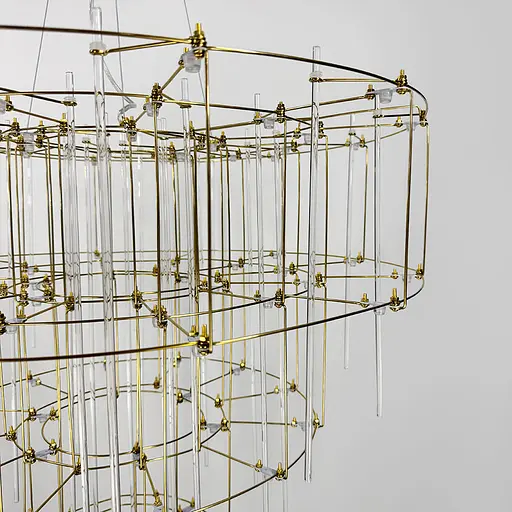 Невесомая золотая трехъярусная люстра Ø 80 см Ст. MJ205-800 Titanium | Line F - фото 11