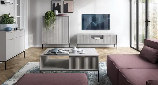 Тумба під телевізор Perfect Home Нова / Nova 2-дверна з 1 шухлядою і чорними ніжками RTV154 Сірий (PFH-091227) - фото 7