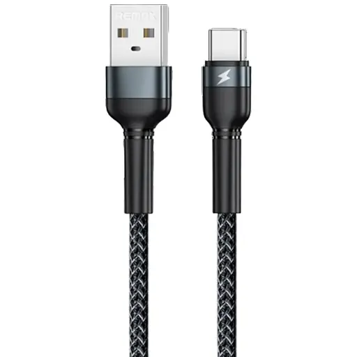 Кабель Remax Jany USB 2.0 to Type-C 1 метр плетеный черный (RC -124a) - фото 1
