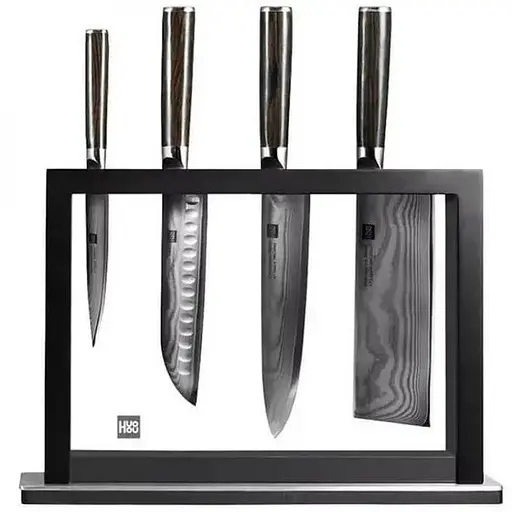Набір кухонних ножів Huo Hou Damascus Kitchen Knife Set (HU0073) 4 штуки + підставка