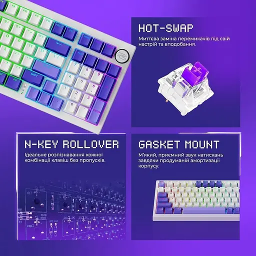 Клавиатура Proove Gaming Slicker Special Edition (украинская раскладка) бело-фиолетовая (WKSLSE022416) - фото 10