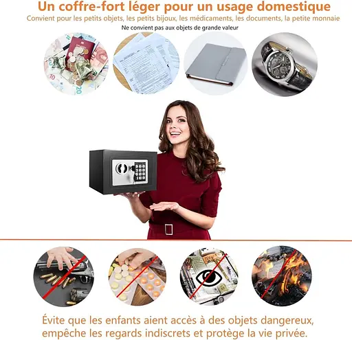 Сталевий сейф Nestling® Safe 4,6 літри з електронним замком та 2 ключами - фото 7