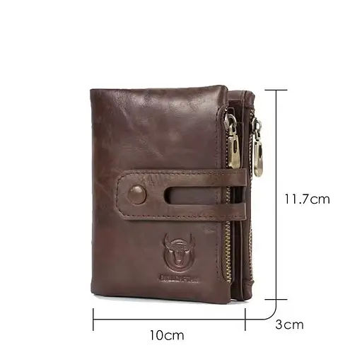 Мужской кожаный кошелек BULL 12х10х3 см acs0029242 - фото 6