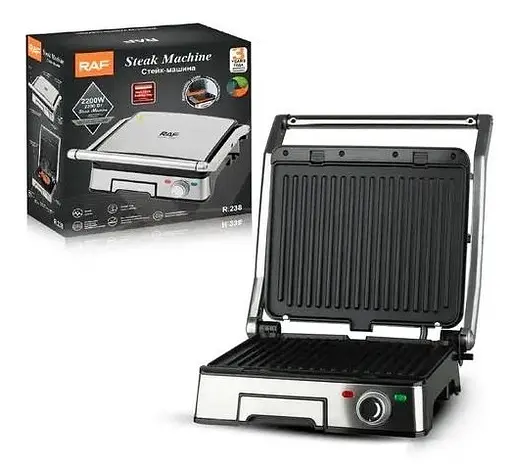 Прижимной контактный гриль RAF R.238 с антипригарным покрытием 2200 Вт с лотком для жира - фото 2