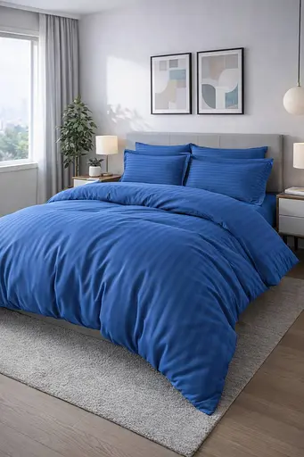 Комплект постельного белья евро 200х220 сатин синий TC303376204 - фото 1