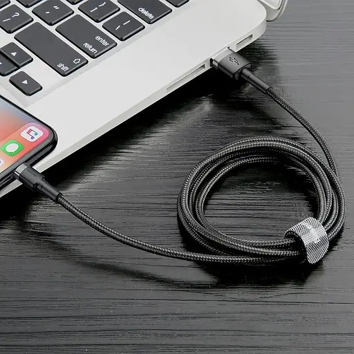 Кабель Baseus Cafule Cable USB For Lightning 2.4A 0.5m Gray+Black - фото 7