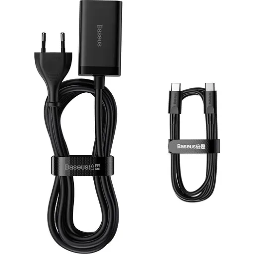 Мережевий зарядний пристрій Baseus GaN3 Pro Desktop Fast Charger 2C+2U 65W + Cable USB-C to USB-C Black (CCGP040101) [80903] - фото 6