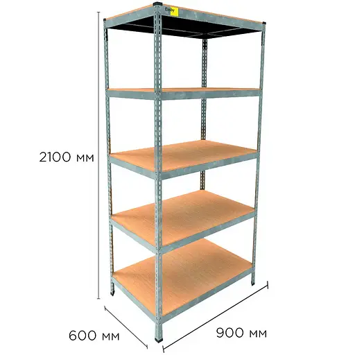Металевий стелаж Emby Light Series (розмір 2100х900x450мм) 5 полиць ДСП до 100кг Оцинкований - фото 2