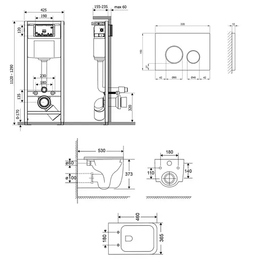 Набір Q-tap Nest 4 в 1 підвісний унітаз Gemini Ultra Quiet 530х365х373 + комплект інсталяції QT2533076EUQW46162 - фото 2