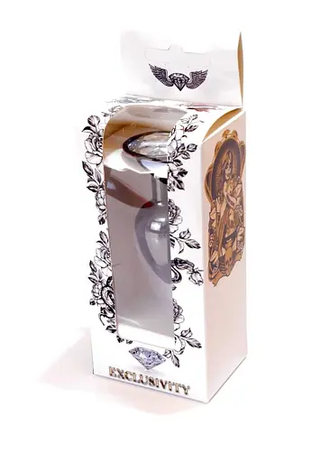 Металева анальна пробка з кристалом Boss Jewellery Dark Silver PLUG Clear 7 см (прозорий) - фото 9