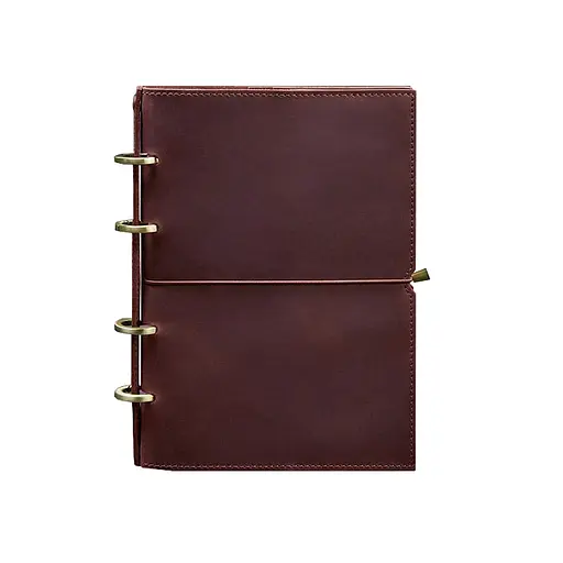 Шкіряний блокнот А5 на кільцях (софт-бук) 9.0 в м'якій бордовій обкладинці - фото 8