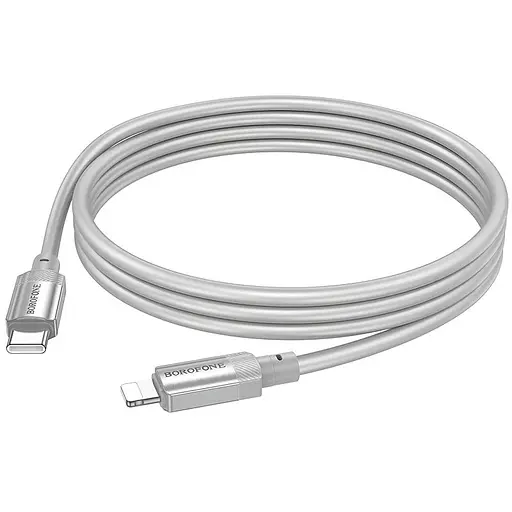 Дата кабель Borofone BX108 Start silicone Type-C to Lightning 27W (1m) Gray - фото 3