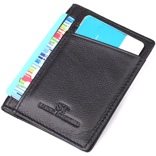 Мужской кошелек для карточек из натуральной кожи ST Leather 8х11х0.5 см acs0029622 - фото 7