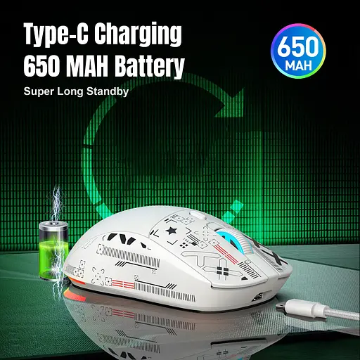 Компьютерная мышь HYSJ Т90 беспроводная бесшумная с аккумулятором 2,4G+Bluetooth White - фото 9
