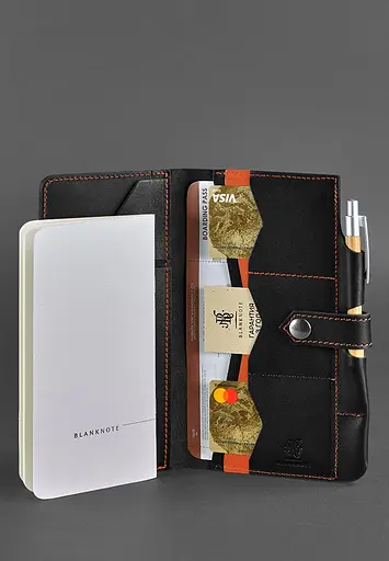 Шкіряний тревел-кейс 4.0 чорний з помаранчевим - фото 3