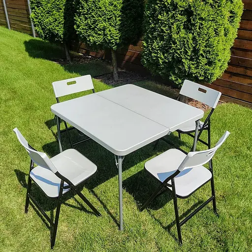 Набор мебели складной Стол и 4 стула с сумкой белый SW-00001540 - фото 1
