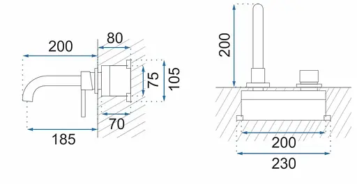 Смеситель для умывальника Rea Lungo Long brushed gold + BOX скрытого монтажа REA-B4109 Золотой - фото 6