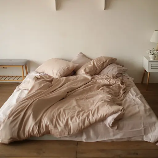 Комплект постельного белья 100% бежевый хлопок Latte - двуспальный - фото 1