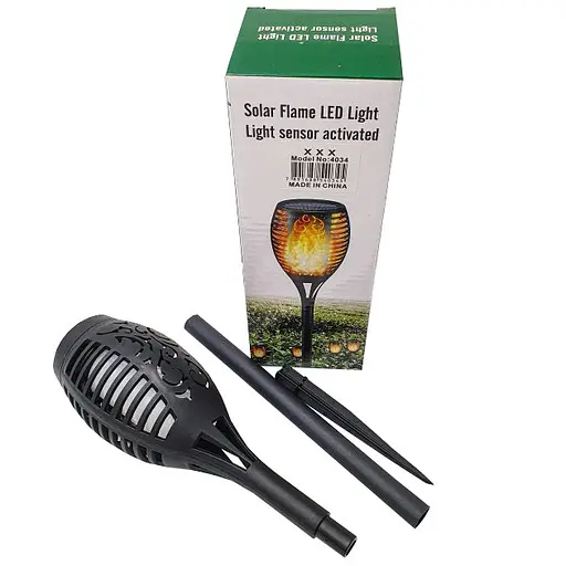Садовый светильник Solar flame led light sensor activated 58см 600мАч Водонепроницаемый фонарь факел Черный - фото 10