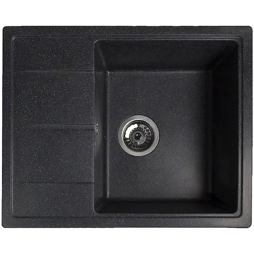Гранітна кухонна мийка Romzha Cerand Antracit (901) з крилом - фото 1