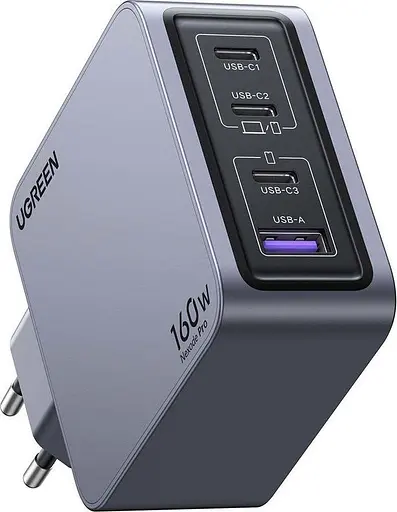 Зарядный адаптер блок питания 4 выхода Ugreen X763 Nexode Pro 160 W 1U + 3C (UGR-25877) - фото 1