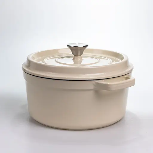 Каструля чавунна 4.5 л емальована з кришкою посуд для тушкування та запікання Premium Cookware HP-1-19-WHITE - фото 4