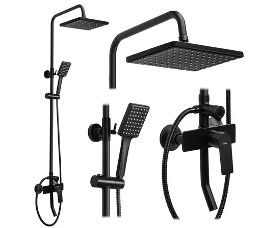 Душова система Rea Maximus black з виливом REA-P2412, Чорний матовий - фото 3