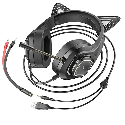 Игровые наушники с ушками Hoco W107 розовый - фото 5