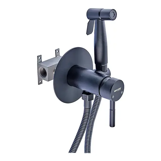 Гігієнічний душ прихованого монтажу Mixxus SUS-333 Black MI6036, Чорний матовий - фото 1