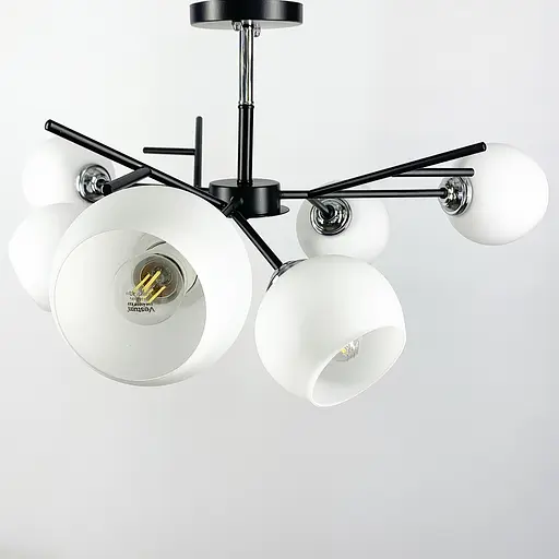 Люстра в черном корпусе на 6 ламп Line.F Цвет плафона Белый - фото 2