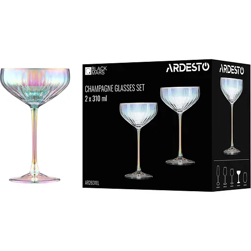 Набір келихів Ardesto Black Mars Zenith для шампанського 310 мл 2 шт. прозорий (AR2631EL) - фото 5