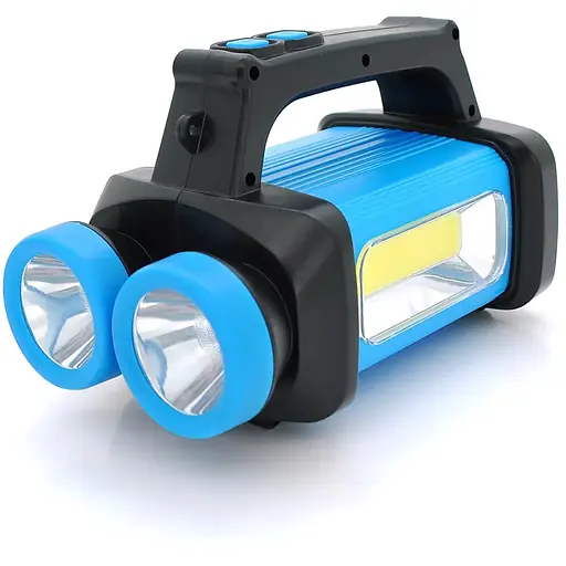 Фонарь поисковый SW-8802, 1LED+COB T6, 5W, 2+1+1 режим, 3600mAh, Black/Blue, IP40, USB кабель+4*LR06(нет в комплекте), 190х110х130мм, BOX